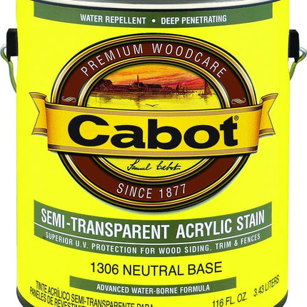 Cabot 11306 Series 1306 1G Semi Transparent Water Stain, 1 gal, Neutral Base