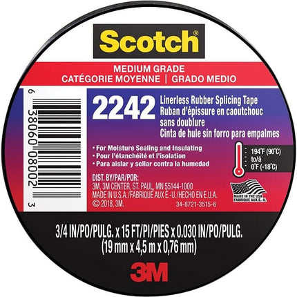 3M Scotch 3/4 in. W x 15 ft. L Black Rubber Electrical Tape