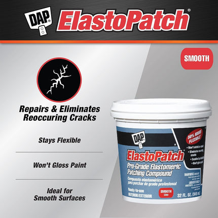 1 qt Dap 12278 ElastoPatch White Pro-Grade Elastomeric Patching Compound