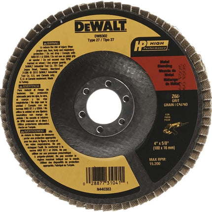 DEWALT DW8302 4-Inch by 5/8-Inch 60 Grit Zirconia Angle Grinder Flap Disc