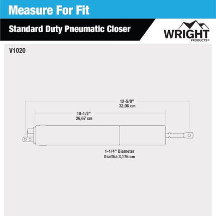 Wright Products V1020 Standard Duty Pneumatic Closer, Aluminum