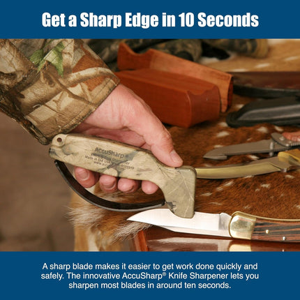 AccuSharp Camo Knife & Tool Sharpener - Sharpens, Restores & Hones - Handheld Sharpener for Hunting Knives, Serrated Blades, Cutting Tools, Axes & Machetes - Diamond-Honed Tungsten Carbide Sharpener