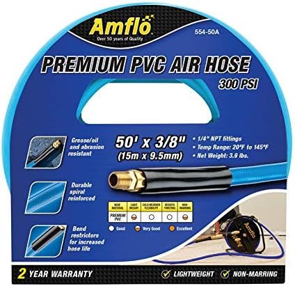 Amflo 50' L x 3/8" Dia. Polyvinyl Air Hose 300 Psi Blue - Case Of: 1