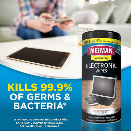 Weiman Disinfecting Electronic Cleaning Wipes For Keyboards, Tablets, E-readers, Smart Phones, Netbooks, and Touchscreens (30 Wipes)