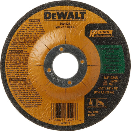 DEWALT 4-1/2" Cut Off Wheel, Concrete/Masonry, 4-1/2" x 1/8" x 7/8" (DW4528)