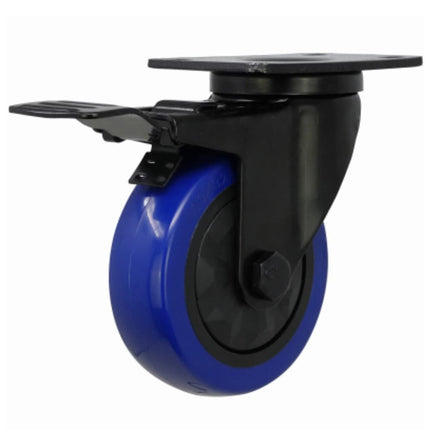 3664 Blue Diamond TPU Wheel Caster, 4-in. D, Foot Activated Total Lock Break, 300-Lb. Load Capacity, 1-Pk - Quantity 1