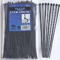MINTCRAFT CV165W-1003L ProSource Cable Tie, Nylon, 6-1/2 in L, 6-1/2" L, Black