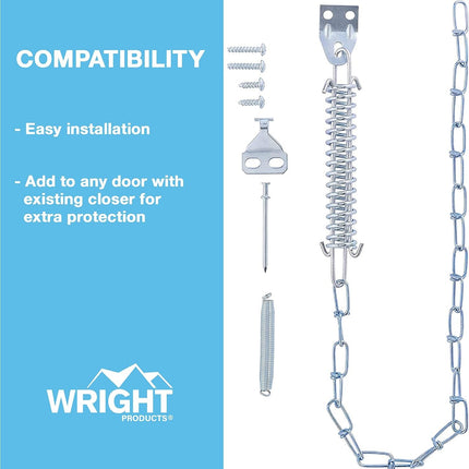 Wright Products V11 Steel Screen and Storm Door Chain Stop-Absorbs Shock from Wind, Zinc