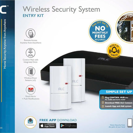 ALC AHS612 Connect Home Wireless Security System is Customizable and Expandable Starter Kit has Hub, 2 Door Window Sensors. Self-Monitoring with ALC Connect App