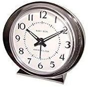 Westclox Alarm Clock Beige Brushed Stainless Steel Case, Metal Bezel