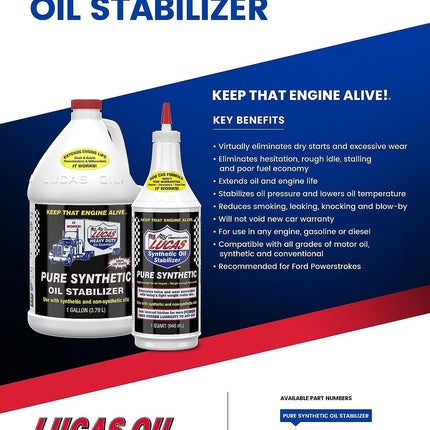 Lucas Oil 10130 Pure Synthetic Oil Stabilizer - 1 Quart