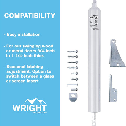 Wright Products V1020 Standard Duty Pneumatic Closer, Aluminum