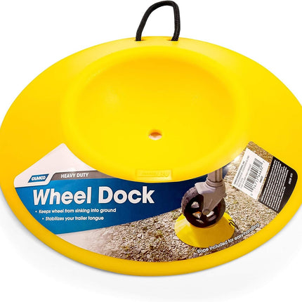 Camco Heavy Duty Wheel Dock with Rope Handle - Helps Prevent Trailer Wheel from Sinking Into Dirt or Mud, Easy to Store and Transport (44632), Yellow, One Size