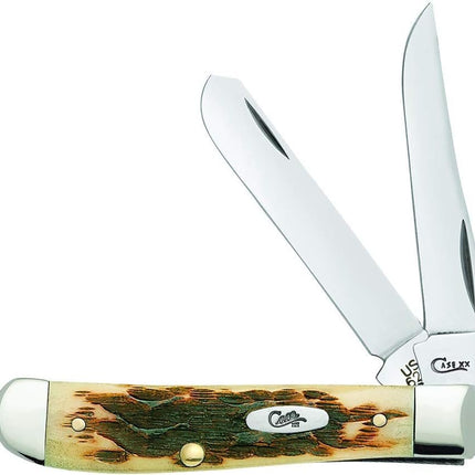 CASE XX WR Pocket Knife Mini Trapper With Genuine Bone Handle, Stainless Steel Blade(s), Length Closed: 3 1/2 Inches