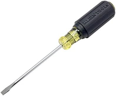 Klein Tools 601-4 Flathead Screwdriver with 3/16-Inch Cabinet Tip, 4-Inch Round Shank and Cushion Grip Handle