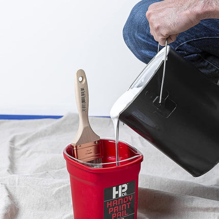 Handy Paint Pail, Holds 32-fl oz of Paint or Stain, Efficient for Clean-ups and Quick Color Changes with Integrated Magnetic Brush Holder