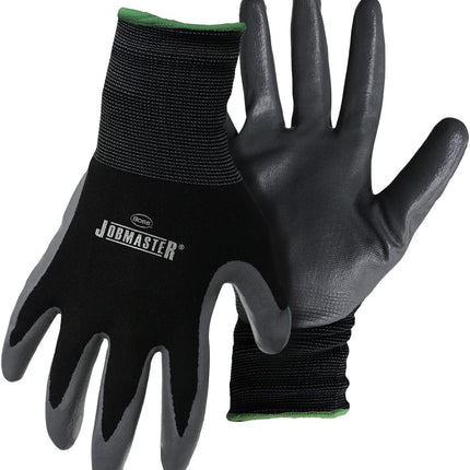 Boss Men's JobMaster Nylon Nitrile Coated Palm Work Glove, Abrasion Resistant, Non-Slip Grip, Black, Medium, (8442M)
