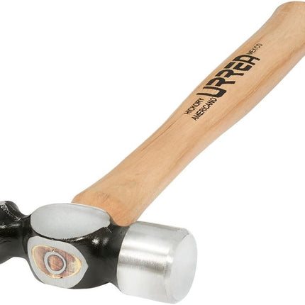 URREA Ball Pein Hammer - 32oz Striking Tool with Forged and Machined Head & Ergonomic Hickory Handle - 1332P
