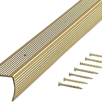 M-D Building Products 79103 Fluted 1-1/8-Inch by 1-1/8-Inch by 72-Inch Stair Edging, Satin Brass