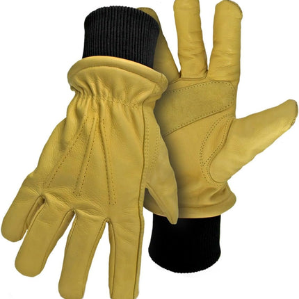 BOSS Mens Grain Cowhide Leather Driver Winter Work Gloves