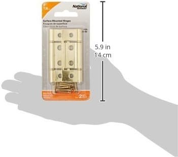National Hardware N146-951 V530 Surface-Mounted Hinges in Brass, 2 pack