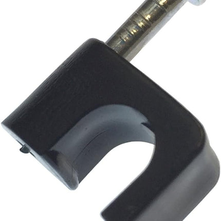 Gardner Bender PCS-1600T Masonry Coaxial Staple, ¼ Inch., Clip-on, Secures RG-6 / RG-6Q / RG-59, Polyethylene - UV Resistant, Splinter Free, 25 Pk., Black