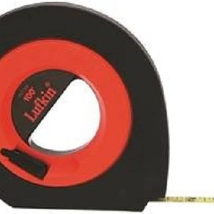 Crescent Lufkin 3/8" x 100' Hi-Viz Orange Engineer's Speedwinder Yellow Clad Long Steel Tape Measure - HYT100D