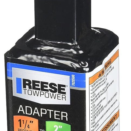 Reese Towpower 7020500 1-1/4" to 2" Receiver Adapter - 6" Long , Black