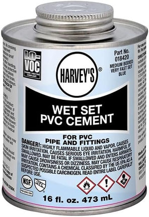 Harvey 018430-12 Medium Bodied Wet Set Solvent Cement, 32 Oz, Dauber Can, Hot Blue, Liquid
