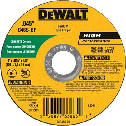 DEWALT DW8071 Concrete/Masonry Wheel, 4-Inch X .045-Inch X 5/8