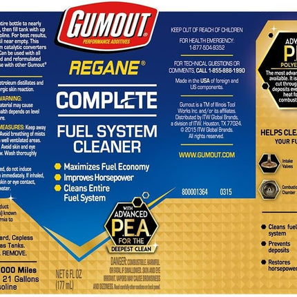Gumout 510014 Regane Complete Fuel System Cleaner, 6 oz.