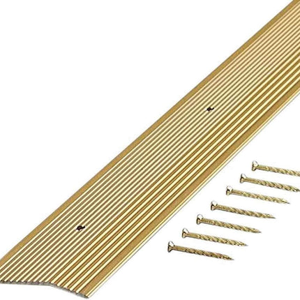 M-D Building Products 79152 Fluted 1-3/8-Inch by 72-Inch Carpet Trim, Satin Brass