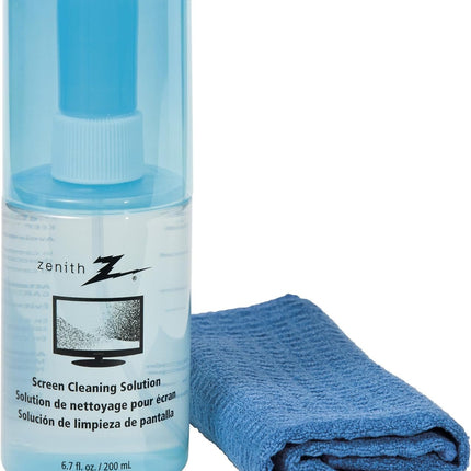 AmerTac - Zenith CS1001SCRCLR Screen Cleaning Solution with Special Micro Fiber Cloth