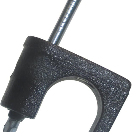 Gardner Bender PSB-1650T Low-Voltage Cable Staple, ¼ Inch., Secures CAT6 / RG-59 / RG-6, Polyethylene - UV Resistant, Splinter Free, 25 Pk., Black