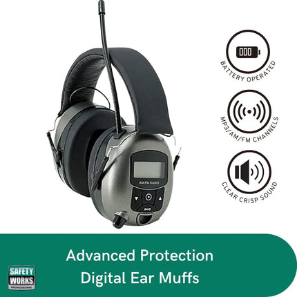 Safety Works 10121816 MP3/AM/FM Digital Radio Ear Muffs