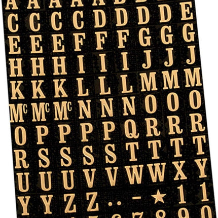 HY-KO Products MM-1 Self Adhesive Vinyl Numbers and Letters, 3/8", Gold/Black