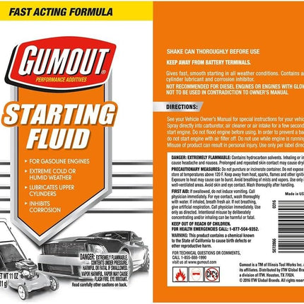 Gumout 5072866 Starting Fluid, 11 oz. , White